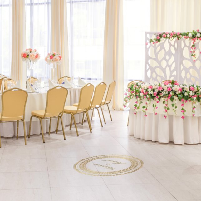 Round gold frame custom Names Wedding Floor Decals (Dinner)