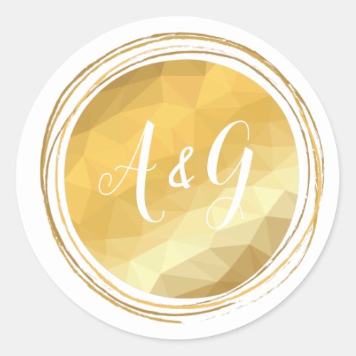 Round golden initial letter metallic sticker classic round sticker