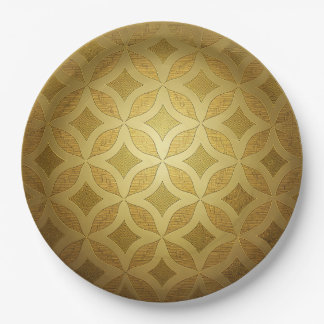 Round Golden Pattern Paper Plates