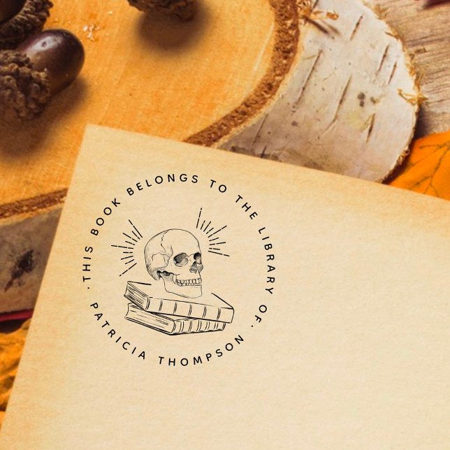 Round Gothic Skull Custom Book From The Library  Rubber Stamp (Creator Uploaded)