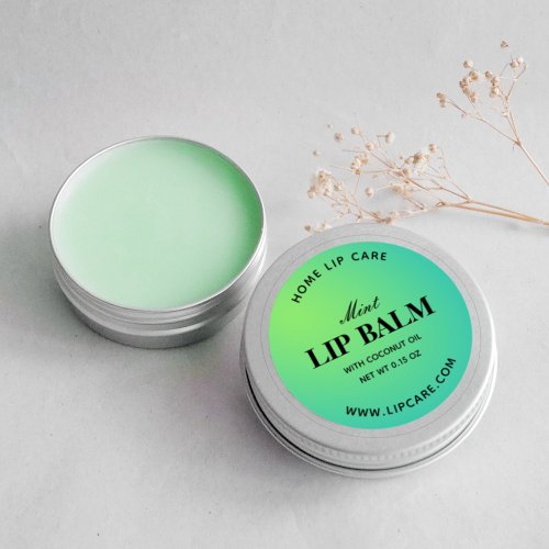 Round Gradient Green Lime Mint Lip Balm Labels