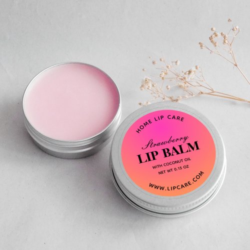 Round Gradient Pink Orange Lip Berry Balm Labels