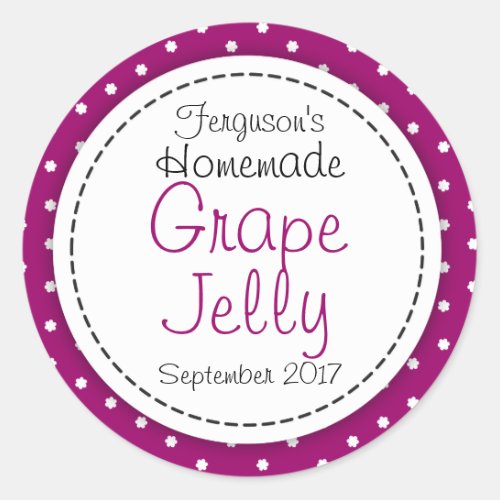 Round Grape jelly  jam purple jar food label