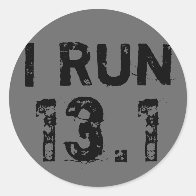 Round Gray I Run 13.1 Sticker (Front)