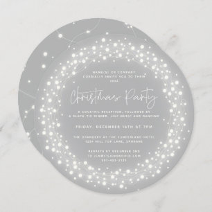 Round Gray Sparkling Lights Christmas Party Invitation