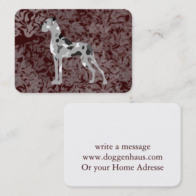 Round Great Dane Business Card for Dog Professiona (Front/Back)