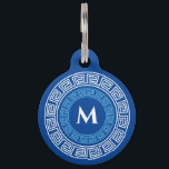 Round Greek Key Custom Monogram Pet ID Tag<br><div class="desc">Dress up your accessories - awesome classic Greek Key design with your monogram. Pick any colors you want! Not sure how ask me,  I'm happy to help.</div>