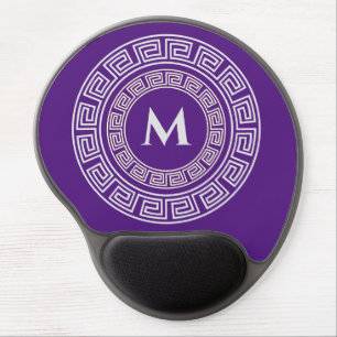 Round Greek Key Custom Monogram Pet ID Tag Gel Mouse Pad