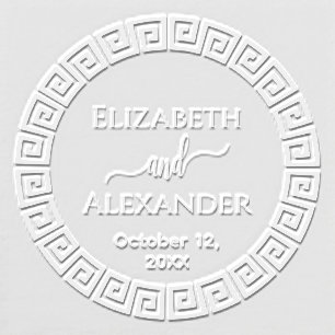 Round Greek Key S Frame Names Date Wedding Embosser