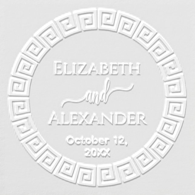 Round Greek Key S Frame Names Date Wedding Embosser (Design)