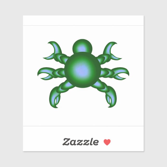 Round green bug with claws sticker (Sheet)