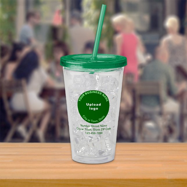Round Green Business Branding on Acrylic Tumbler (Green round business brand on acrylic tumbler)
