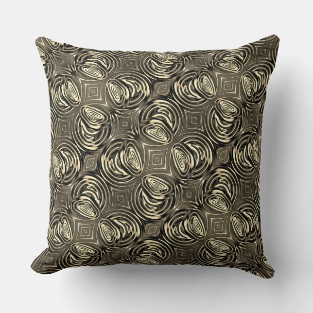 Round greyish beige or gold handle throw pillow (Front)