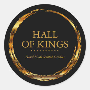 Round Grungy Gold and Black Labels