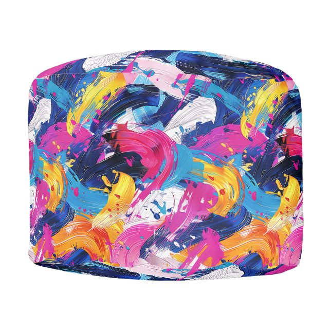 Round hairy pouf (Front)