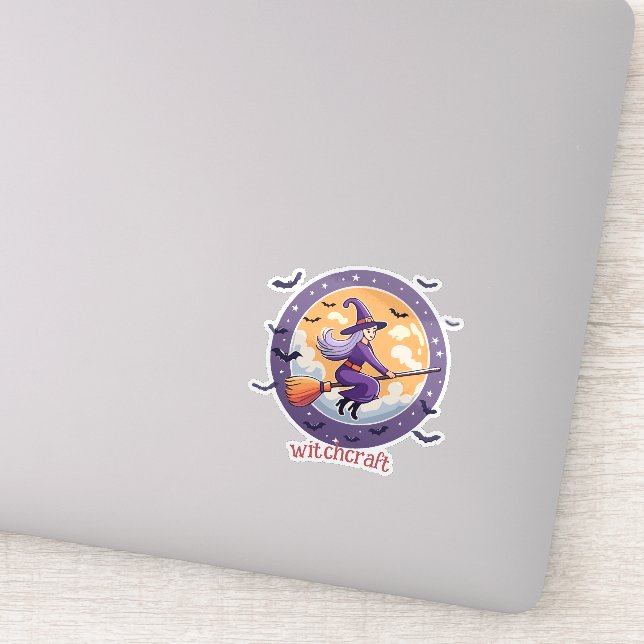 Round Halloween Witch Sticker (Detail)