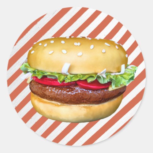 Round Hamburger Cake Classic Round Sticker