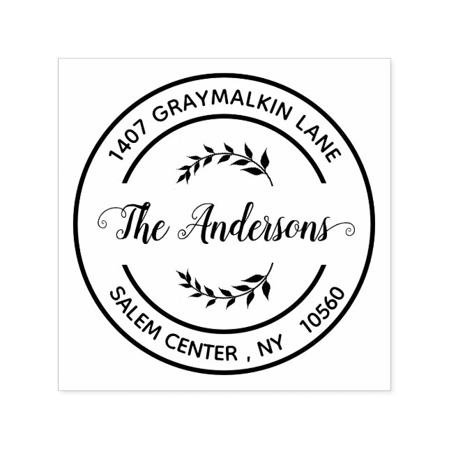 Round Handwritten Script Custom Return Address Self-inking Stamp (Design)