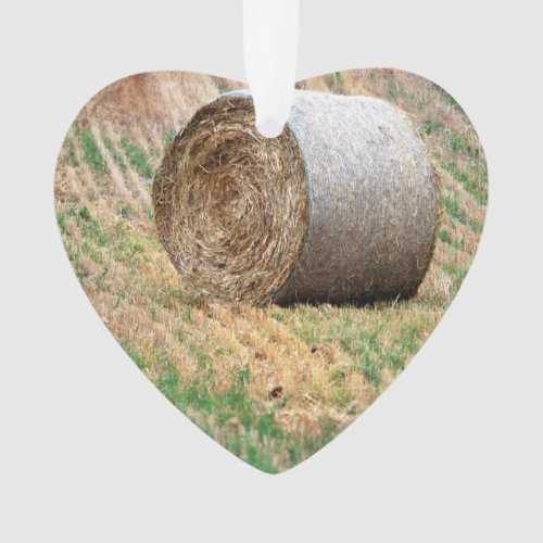 Round Hay Bale in Field Ornament