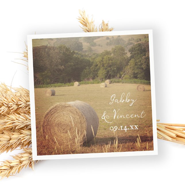 Round Hay Bales Farm Wedding Napkins (Creator Uploaded)