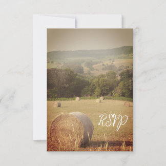 Round Hay Bales Farm Wedding RSVP Card