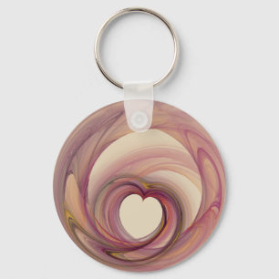 Round Heart Fractal Keychain