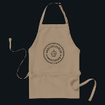 Round Homemade Personalized Business Logo Custom Adult Apron<br><div class="desc">Round Homemade Personalized Business Logo Custom Adult Apron, with distressed round border, vintage typewriter text font for employee name and company name, leaves decoration, cupcake icon customizable with your own photo, clipart, decor or any image. A cute personalized gift for chef, friends, mom, dad, hubby, wife, caregiver or a simple...</div>