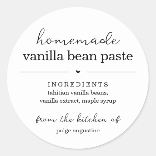 Round Homemade Vanilla Bean Paste Gift Label
