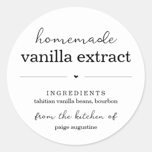 Round Homemade Vanilla Extract Gift Label Sticker