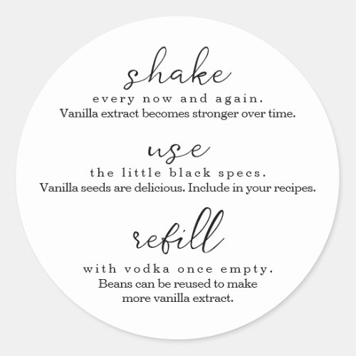 Round Homemade Vanilla Extract Instructions Classic Round Sticker
