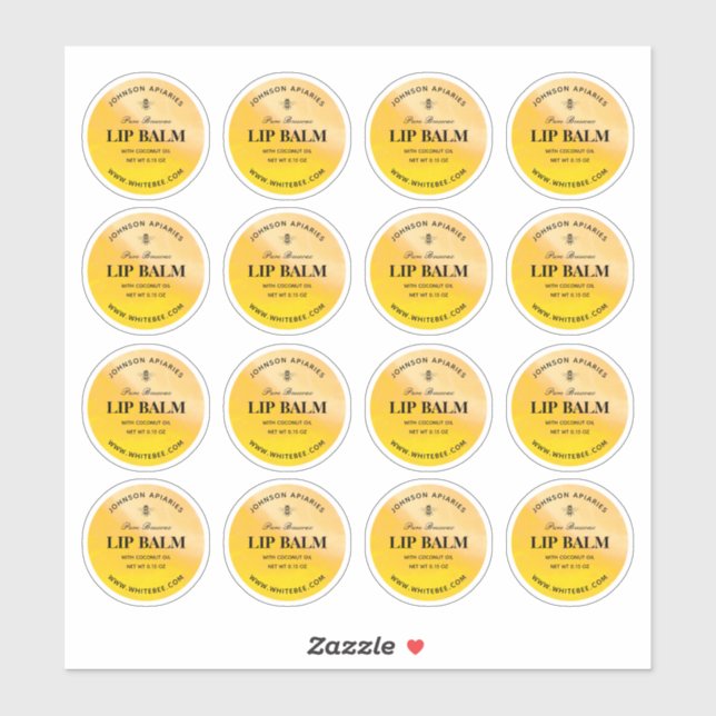 Round Honey Bee Lip Beeswax Balm Labels (Sheet)