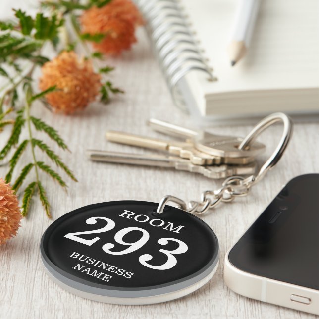 Round hotel room keychain with custom number (Front Right)