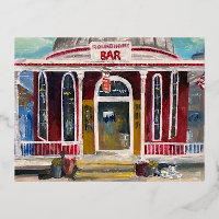 "Round House Bar" Put in Bay painting postcard 