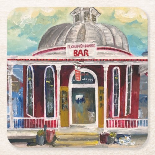 Round House Bar Put in Bay  Square Paper Coaster