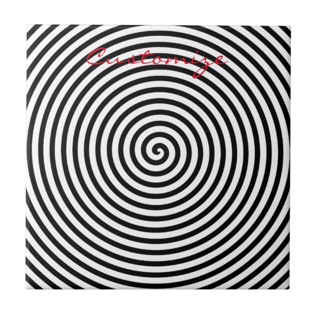 Round Hypnosis Spiral Thunder_Cove Ceramic Tile (Front)