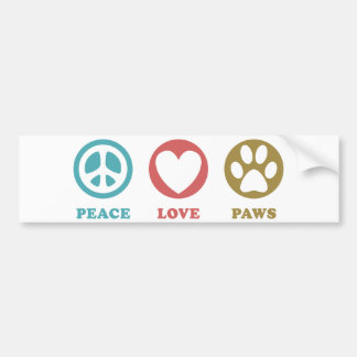 Round Icons Peace Love Paws Bumper Sticker