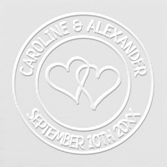 Round interlocking hearts custom wedding envelope embosser (Design)