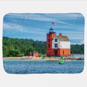 Round Island Lighthouse Baby Blanket