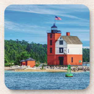 Round Island Lighthouse Beverage Coaster