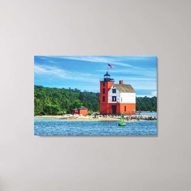 Round Island Lighthouse Canvas Print (Front)