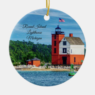 Round Island Lighthouse Ceramic Ornament
