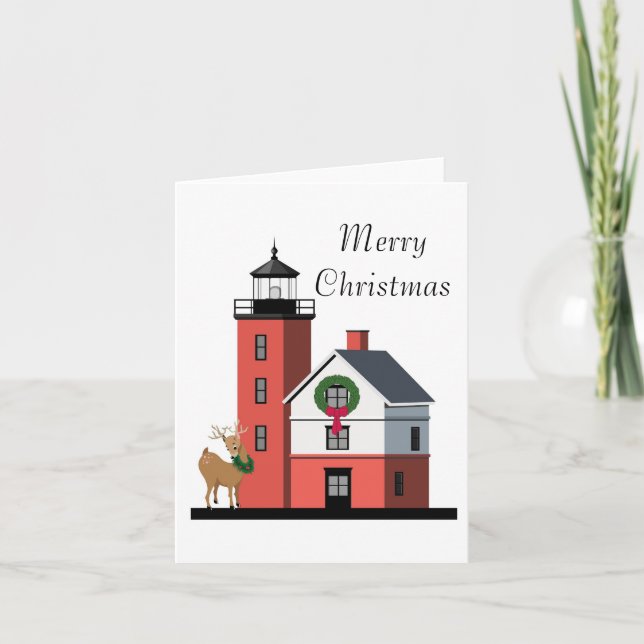 Round Island Lighthouse Christmas Card (Front)