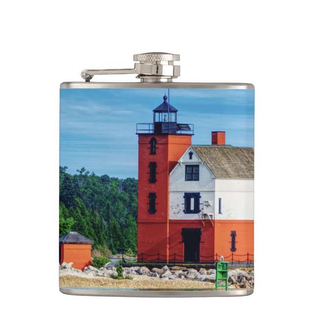 Round Island Lighthouse Flask (Front)