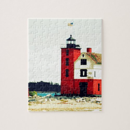 Round Island Lighthouse Jigsaw Puzzle