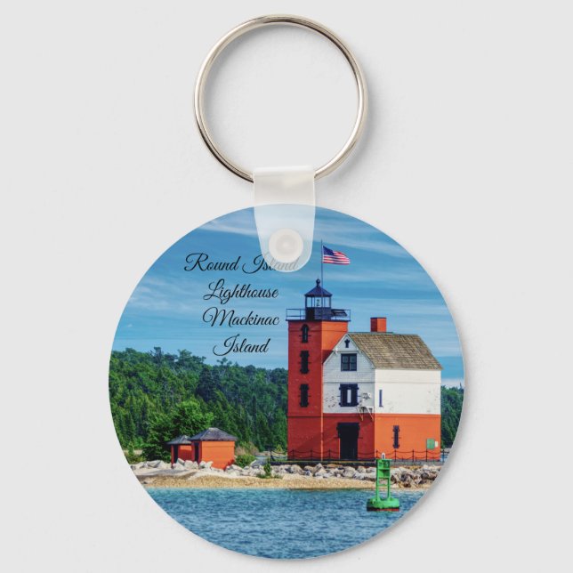 Round Island Lighthouse Keychain (Front)
