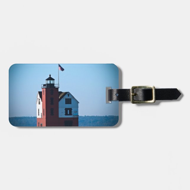 Round Island Lighthouse Luggage Tag (Front Horizontal)