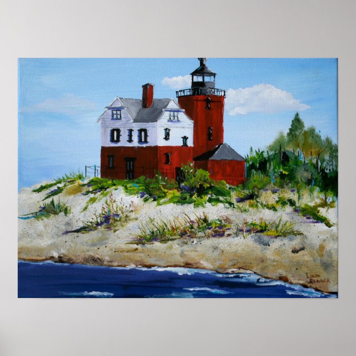 Round Island Lighthouse Print