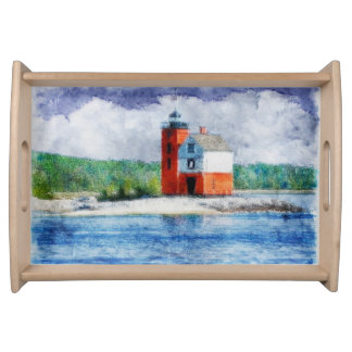 Round Island Lighthouse Serving Tray