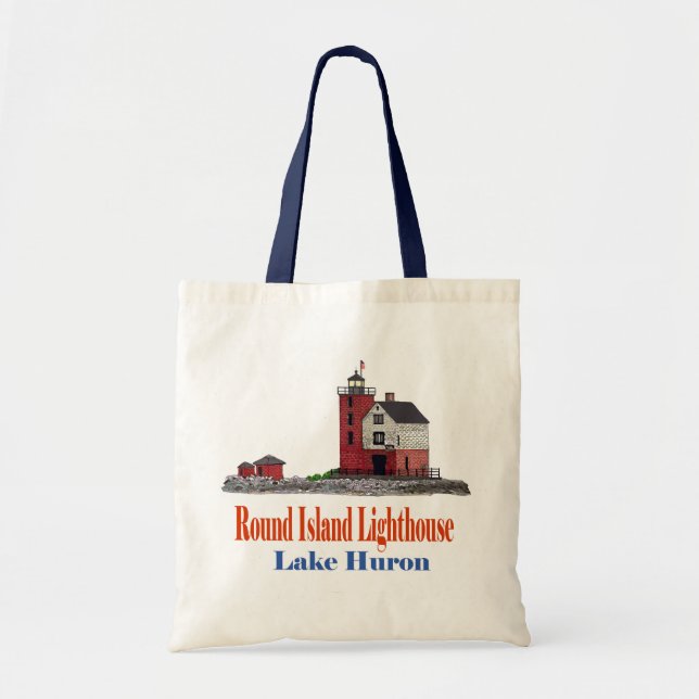 Round Island Lighthouse Tote Bag (Front)