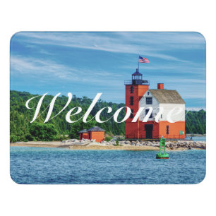 Round Island Lighthouse Welcome Door Sign